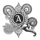 Aries symbol and Aquarius symbol intertwined tattoo design idea