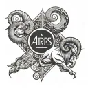 Aries symbol and Aquarius symbol intertwined tattoo design idea