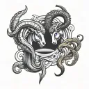 Aries symbol and Aquarius symbol intertwined tattoo design idea