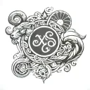 Aries symbol and Aquarius symbol intertwined tattoo design idea