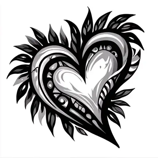 native tribal art heart tattoo design idea