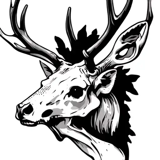 Deer skull kids names tattoo design idea
