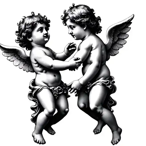 4 cherubs holding hands  tattoo design idea