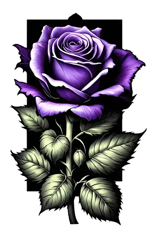 purple rose bud wrapped behind fleur di lei tattoo design idea