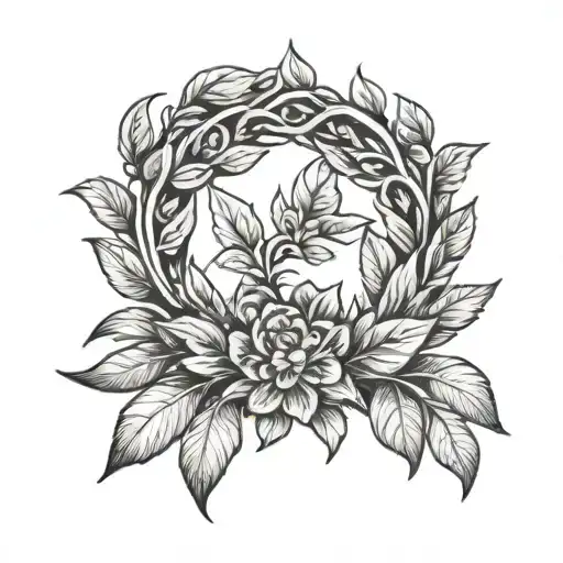 Laurel wreath tattoo in the form of an engagement ring tattoo design idea