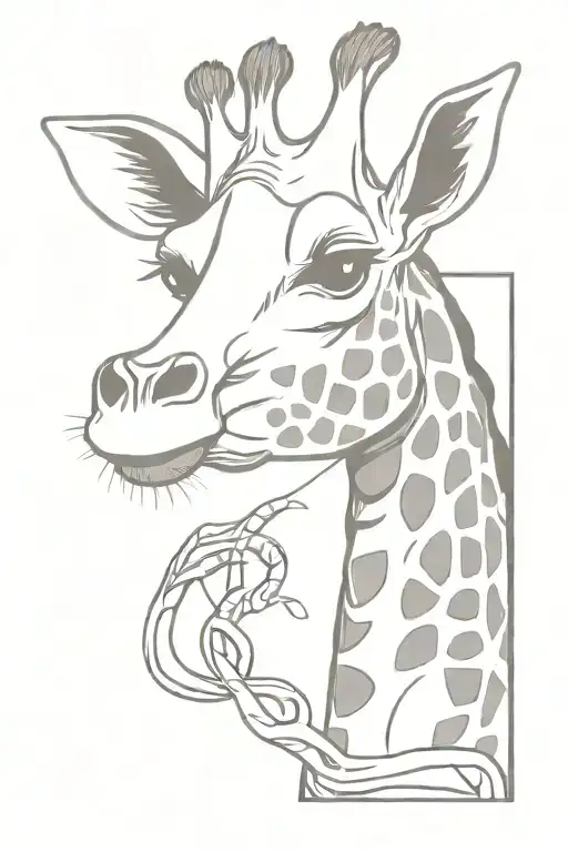 minimalist giraffe brushing its teeth funny modern minimalist tattoo design idea