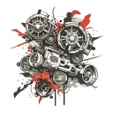 paper chaser turbo smoke tattoo design idea