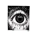 blank empty stare with someone trapped inside  tattoo design idea