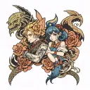 anime characters tattoo design idea