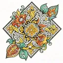 Spanish tile pattern tattoo design idea