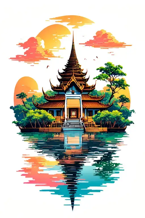 Thailand landscape tattoo design idea