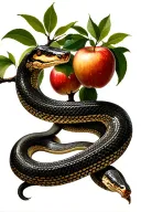snake with tree intertwined with a apple tree branches tattoo design idea