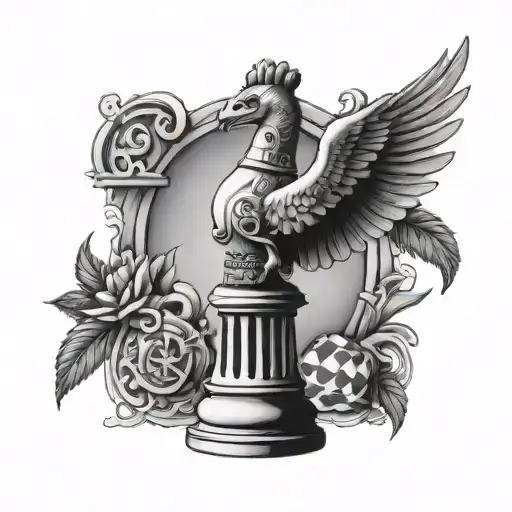 forearm, Rook chess piece, Dove bird, Atlas world.  tattoo design idea