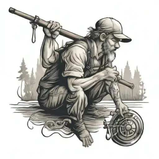 carpenter and fishing tattoo design idea