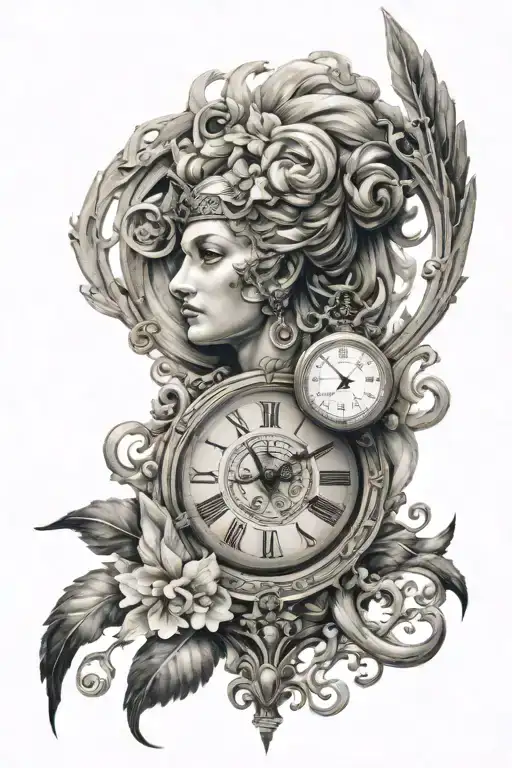 goddess of time tattoo design idea