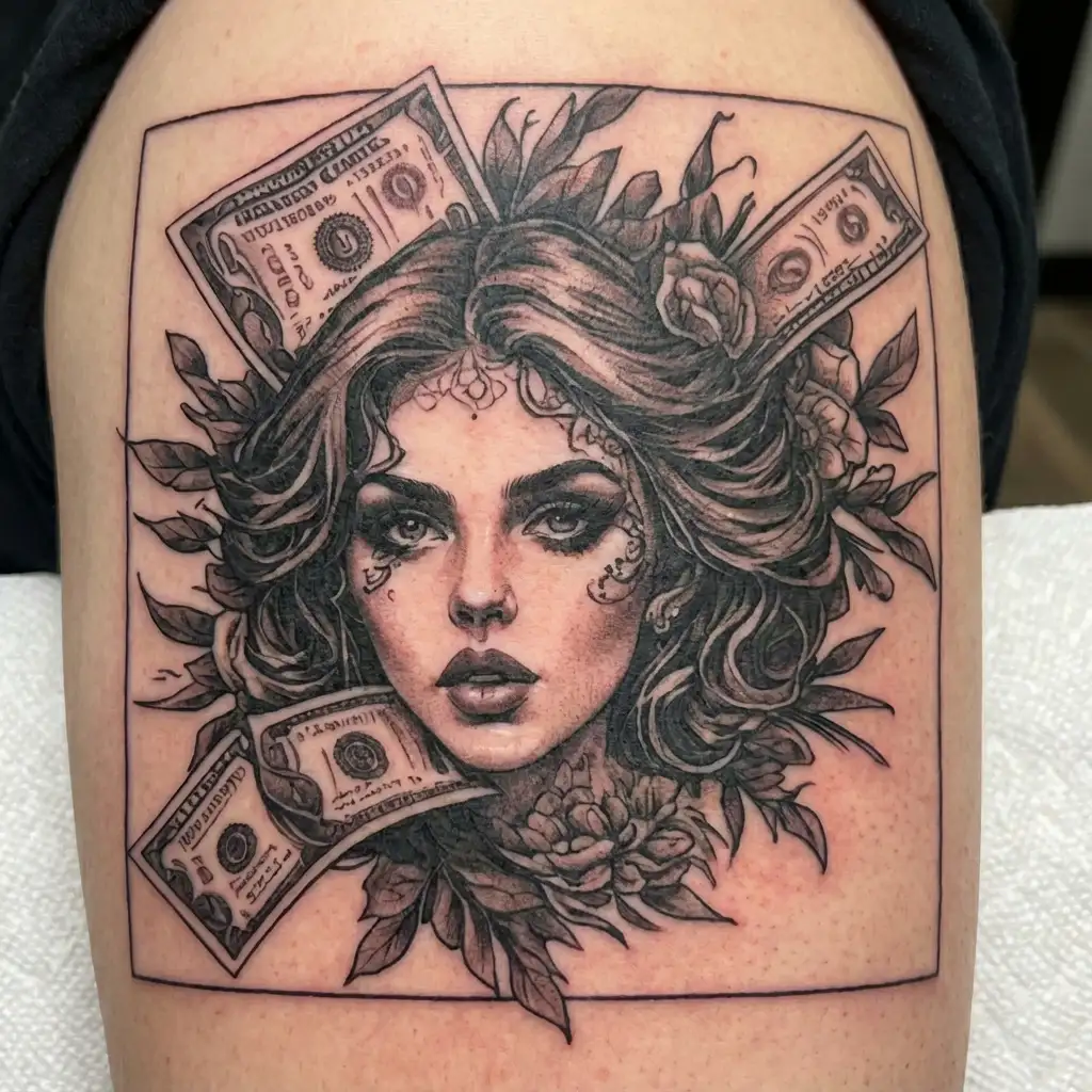 sex, drug, money tattoo design idea