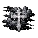 cross and clouds  tattoo design idea