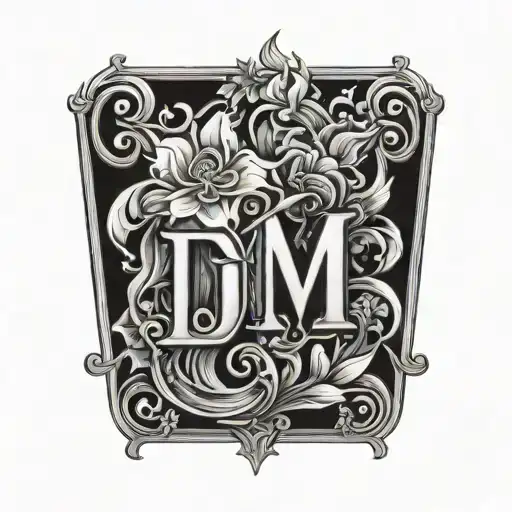 Fire and Flowers with the Letters J and M M M tattoo design idea