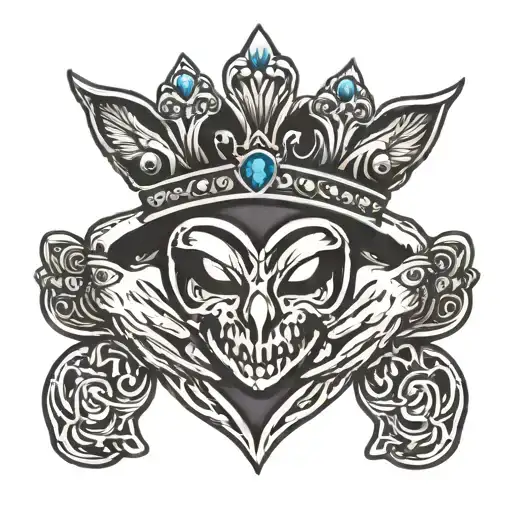 claddagh ring witha gem heart and beaded crown  tattoo design idea