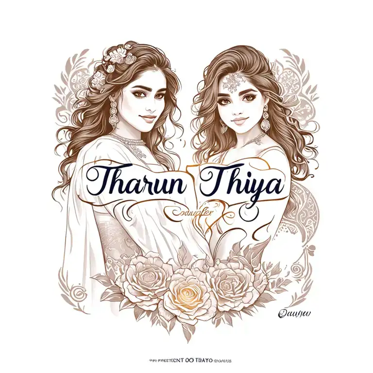 "Tharun Thiya" Son and Daughter name tattoo tattoo design idea