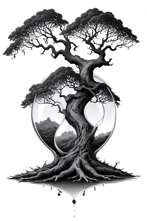 tree from hourglass  tattoo design idea