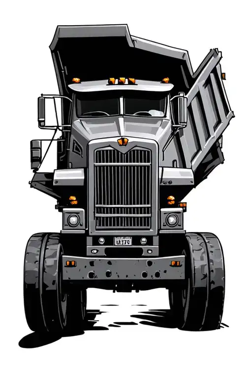 dump truck with a name tattoo design idea