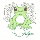 Beanie Baby Tree Frog with the words "I love you" above it and "Jesus loves you most" below it tattoo design idea
