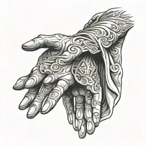 jesus praying hands holding tattoo design idea