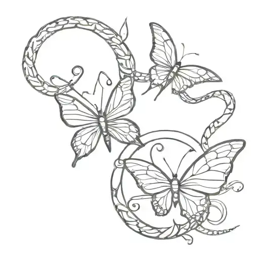butterfly and snake  tattoo design idea