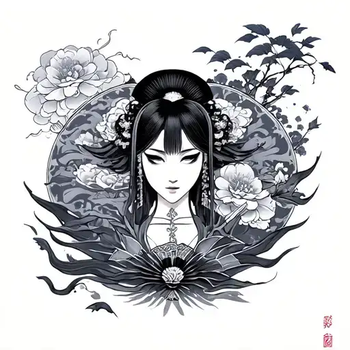 japanese fan tattoo design idea