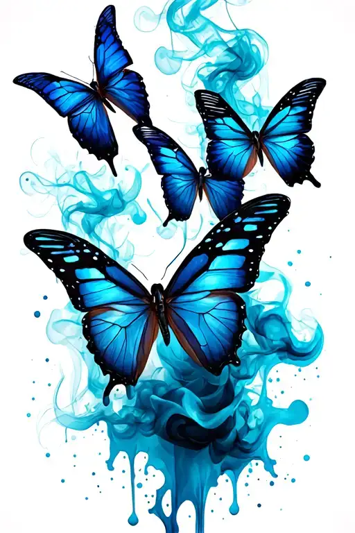 splatter smoke and butterflies intertwined tattoo design idea