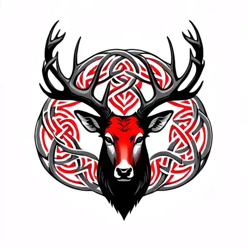Celtic knot red stag tattoo design idea