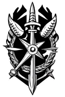 trident and compass and baseball seams tattoo design idea