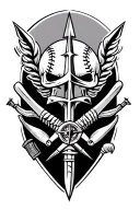 trident and compass and baseball seams tattoo design idea