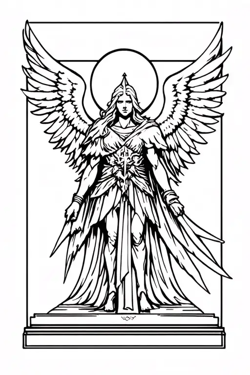 warrior angel guardian protector  tattoo design idea