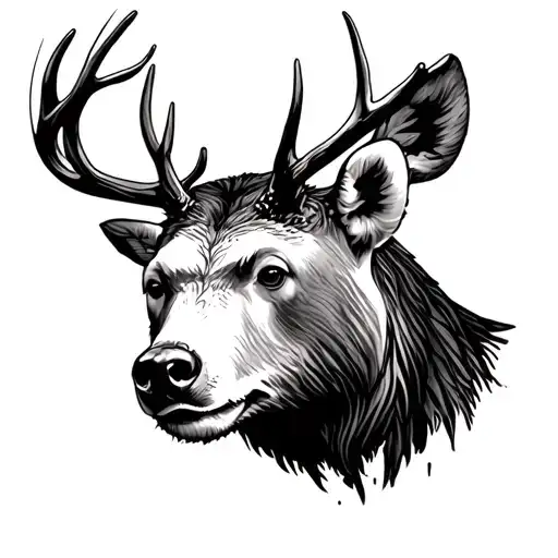 bear and deer in forest sleeve tattoo design inspired tattoo design idea