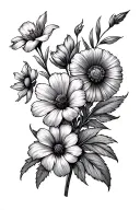 the birth flowers of May, January, July, and october ina row tattoo design idea