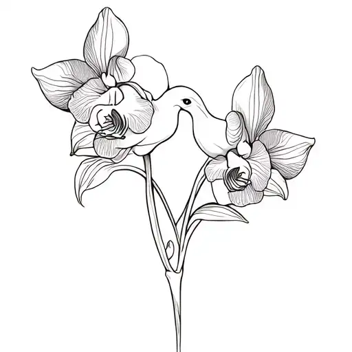 kidney with Panama dove orchids intertwined tattoo design idea