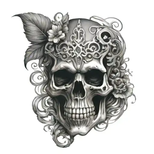 he ginger biomech organic skull tattoo design idea