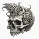 he ginger biomech organic skull tattoo design idea