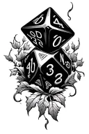 d20 dice surrounded by vines tattoo design idea