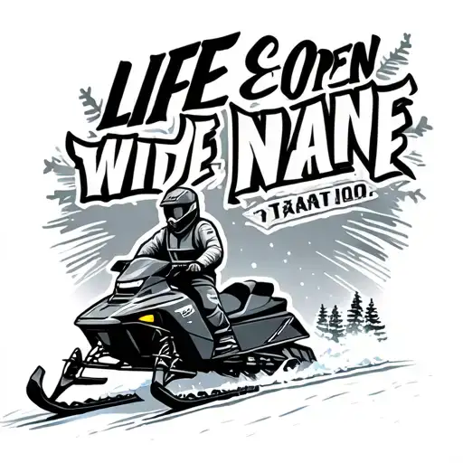 snowmobiling and the quote life wide open tattoo design idea