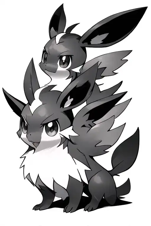 eeveelution Pokemon characters all 9 intertwined tattoo design idea