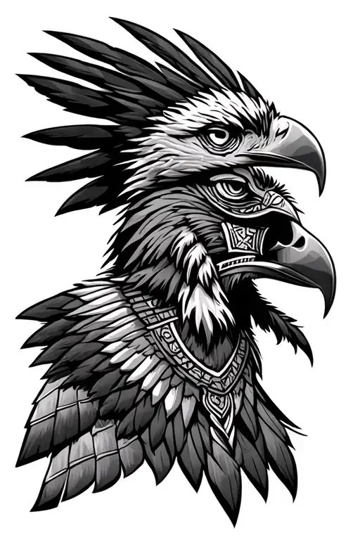 aztec warrior eagle head tattoo design idea