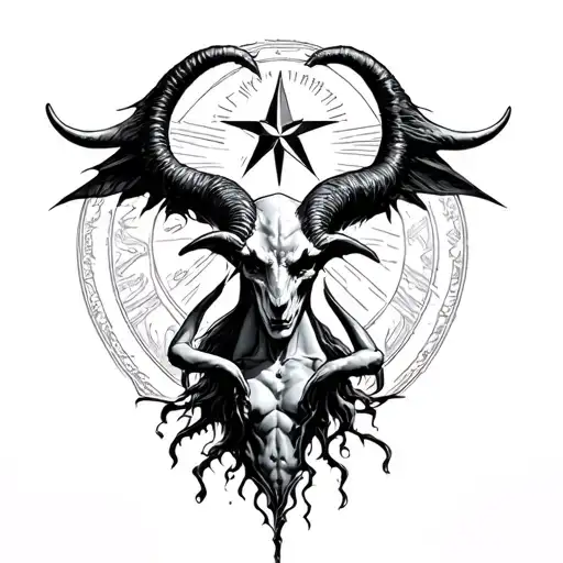 lucifer morning star and baphomet in the pose of as above so below tattoo design idea