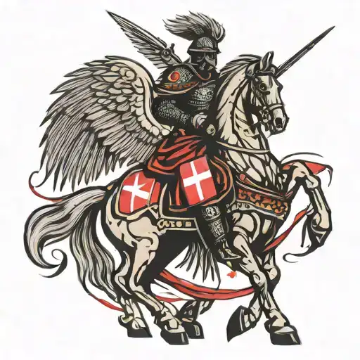 polish winged hussar with polish flag tattoo design idea