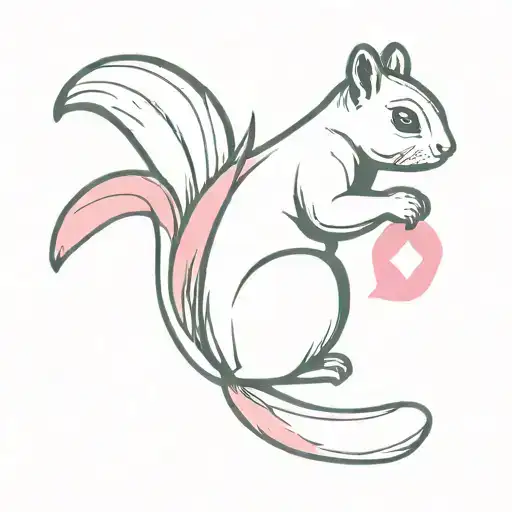 Squirrel holding a pink cancer ribbon tattoo design idea