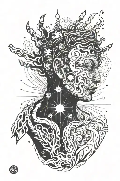 A tattoo on the hand on the head.  It's like a magical energy beam that runs along the entire hand, up to the fingers.   tattoo design idea