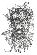 A tattoo on the hand on the head.  It's like a magical energy beam that runs along the entire hand, up to the fingers.   tattoo design idea