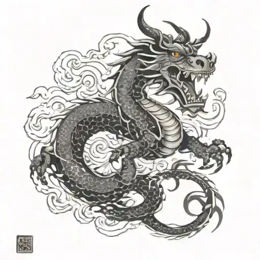 dragon with demons tattoo design idea